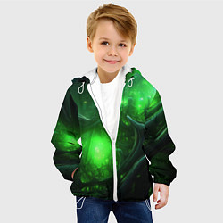 Куртка с капюшоном детская Зеленая кислотная яркая неоновая абстракция, цвет: 3D-белый — фото 2