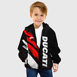 Куртка с капюшоном детская Ducati - красный технологический, цвет: 3D-черный — фото 2