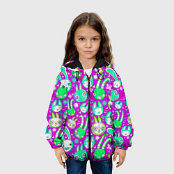 Куртка с капюшоном детская Разноцветные зайцы, цвет: 3D-черный — фото 2