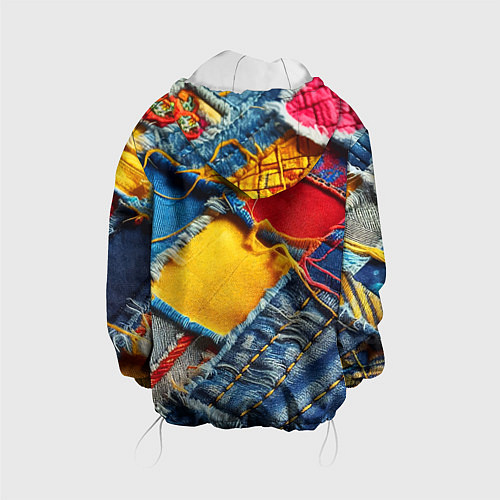 Детская куртка Colorful denim patchwork - ai art / 3D-Белый – фото 2