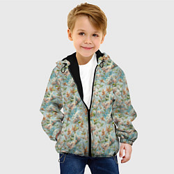 Куртка с капюшоном детская Сирень цветы паттерн, цвет: 3D-черный — фото 2