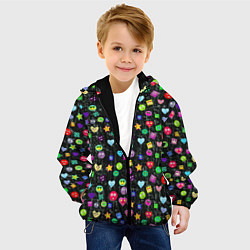 Куртка с капюшоном детская В смайликах, цвет: 3D-черный — фото 2