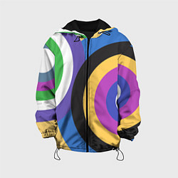 Куртка с капюшоном детская Разноцветные круги, абстракция, цвет: 3D-черный