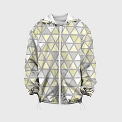 Куртка с капюшоном детская Паттерн геометрия светлый жёлто-серый, цвет: 3D-белый