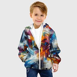 Куртка с капюшоном детская Абстрактные фигуры, цвет: 3D-белый — фото 2