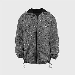 Куртка с капюшоном детская Чёрно-белый абстрактный, цвет: 3D-черный