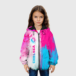 Куртка с капюшоном детская Chelsea neon gradient style по-вертикали, цвет: 3D-черный — фото 2