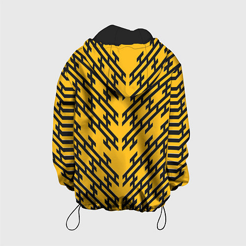 Детская куртка Чёрные полосы на жёлтом фоне / 3D-Черный – фото 2