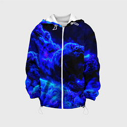 Куртка с капюшоном детская Синий густой дым - inferno blue, цвет: 3D-белый