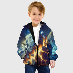 Куртка с капюшоном детская Взрыв планеты - космос от нейросети, цвет: 3D-черный — фото 2