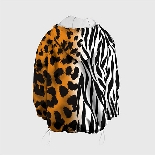 Детская куртка Леопардовые пятна с полосками зебры / 3D-Белый – фото 2