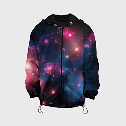 Куртка с капюшоном детская Абстрактный космос фантастика, цвет: 3D-черный