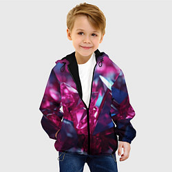 Куртка с капюшоном детская Яркие розовые хрусталики, цвет: 3D-черный — фото 2