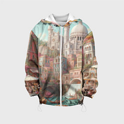 Куртка с капюшоном детская Город в восточном стиле, цвет: 3D-белый