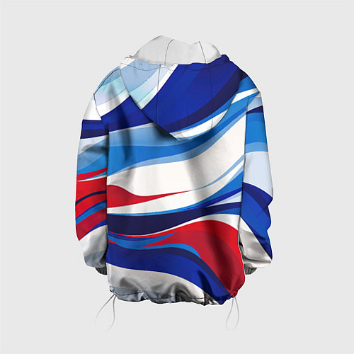 Детская куртка Герб России на абстрактном фоне в цветах России / 3D-Белый – фото 2
