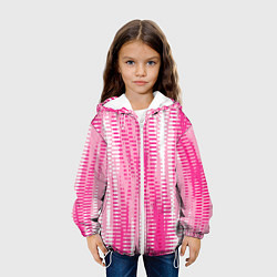 Куртка с капюшоном детская Бело-розовый полосатый, цвет: 3D-белый — фото 2