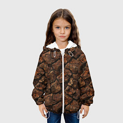 Куртка с капюшоном детская Элементаль земли текстура, цвет: 3D-белый — фото 2
