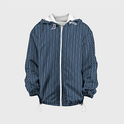 Куртка с капюшоном детская Серо-синий текстурированные полосы, цвет: 3D-белый