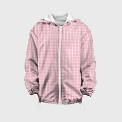 Куртка с капюшоном детская Розовый паттерн клетка, цвет: 3D-белый