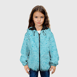 Куртка с капюшоном детская Бело-голубой полосы, цвет: 3D-черный — фото 2