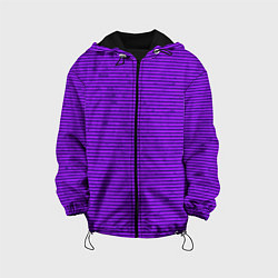Куртка с капюшоном детская Сочный фиолетовый в полоску, цвет: 3D-черный