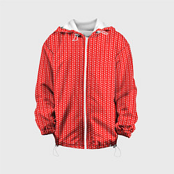 Куртка с капюшоном детская Красный в белые маленькие полоски, цвет: 3D-белый