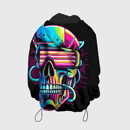 Детская куртка Cyber skull - ai art neon / 3D-Черный – фото 2