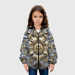 Куртка с капюшоном детская Классические узоры бело-золотые узоры, цвет: 3D-черный — фото 2