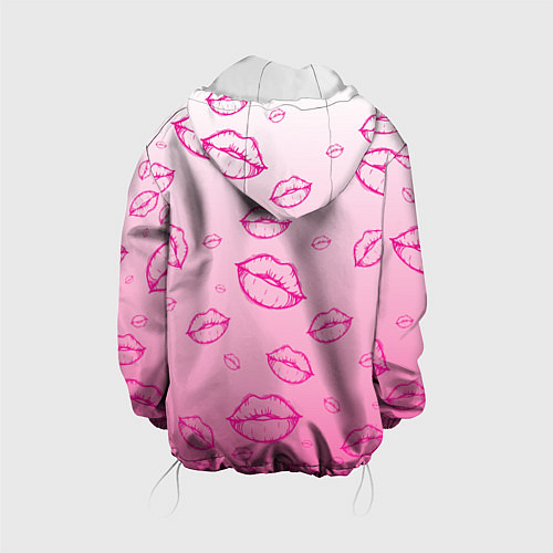 Детская куртка Паттерн малиновые губы на розовом градиент - lips / 3D-Белый – фото 2