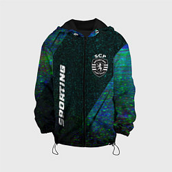 Куртка с капюшоном детская Sporting glitch blue, цвет: 3D-черный