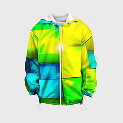 Куртка с капюшоном детская Зелёные кубы разломы, цвет: 3D-белый