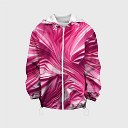 Куртка с капюшоном детская Розовые ломанные линии, цвет: 3D-белый