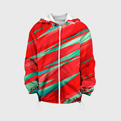 Детская куртка Красный и бирюзовый абстрактный полосы