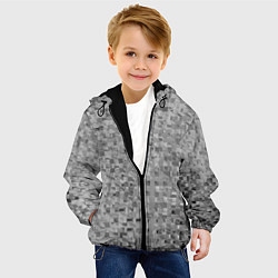 Куртка с капюшоном детская Серый текстурированный кубики, цвет: 3D-черный — фото 2