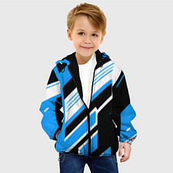 Куртка с капюшоном детская Бело-синие полосы на чёрном фоне, цвет: 3D-черный — фото 2