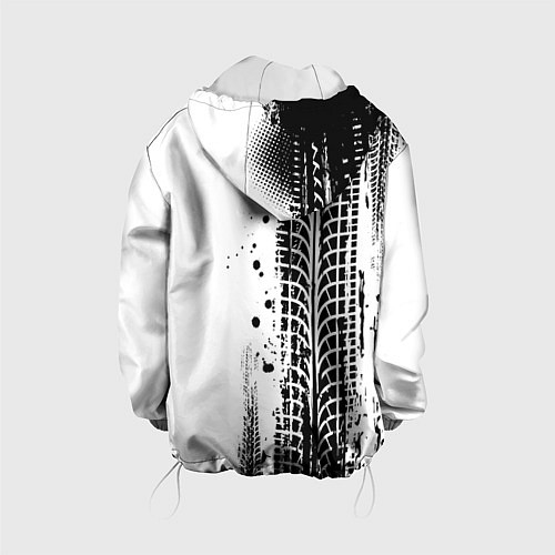 Детская куртка БМВ - следы от шин / 3D-Белый – фото 2