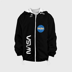 Куртка с капюшоном детская NASA logo usa space, цвет: 3D-белый