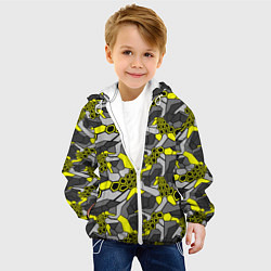 Куртка с капюшоном детская Шестиугольная текстура желтого камуфляжа, цвет: 3D-белый — фото 2