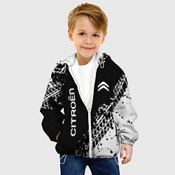 Куртка с капюшоном детская Ситроен: следы от шин, цвет: 3D-белый — фото 2