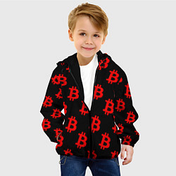 Куртка с капюшоном детская Bitcoin red logo money, цвет: 3D-черный — фото 2