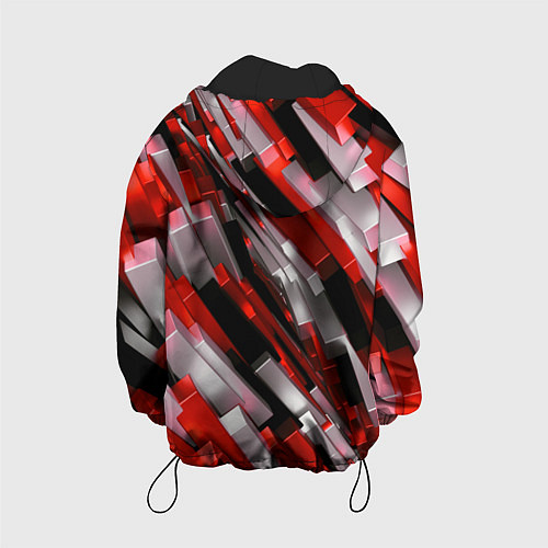 Детская куртка Черно-красно-белые наклонные блоки / 3D-Черный – фото 2