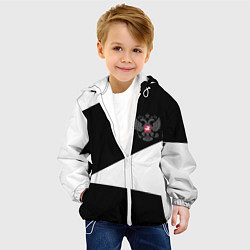 Куртка с капюшоном детская Герб РФ геометрия текстура, цвет: 3D-белый — фото 2