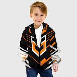 Куртка с капюшоном детская Полосы и оранжево-белый шестиугольник, цвет: 3D-черный — фото 2