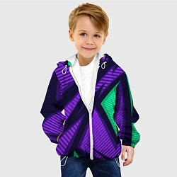 Куртка с капюшоном детская Абстрактный узор с геометрической концепцией, цвет: 3D-белый — фото 2