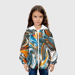 Куртка с капюшоном детская Иллюзия смешанных абстрактных красок, цвет: 3D-белый — фото 2