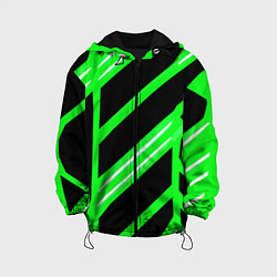 Детская куртка Чёрно-белые полосы на зелёном фоне