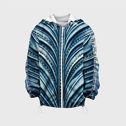 Куртка с капюшоном детская Вышивка линий на джинсах, цвет: 3D-белый