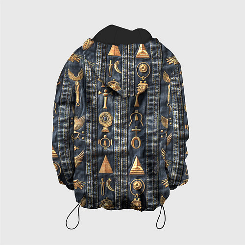 Детская куртка Египетские символы на дениме / 3D-Черный – фото 2