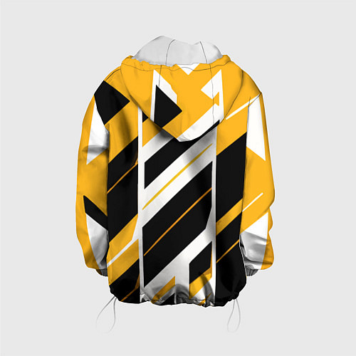 Детская куртка Black and yellow stripes on a white background / 3D-Белый – фото 2