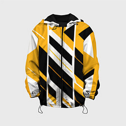 Куртка с капюшоном детская Black and yellow stripes on a white background, цвет: 3D-черный